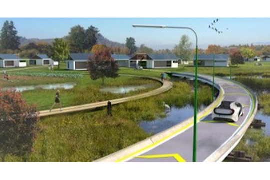 Rendering of autonomous vehicle on suburban roads